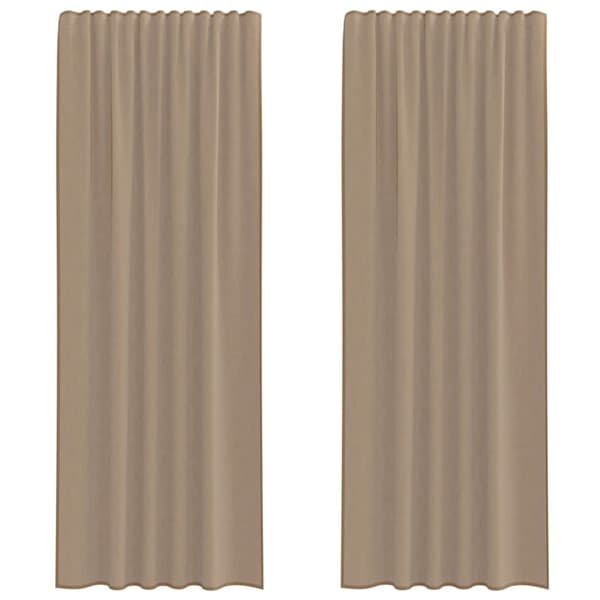 Voile gardiner med öglor 2 st ljusbrun 140x260 cm