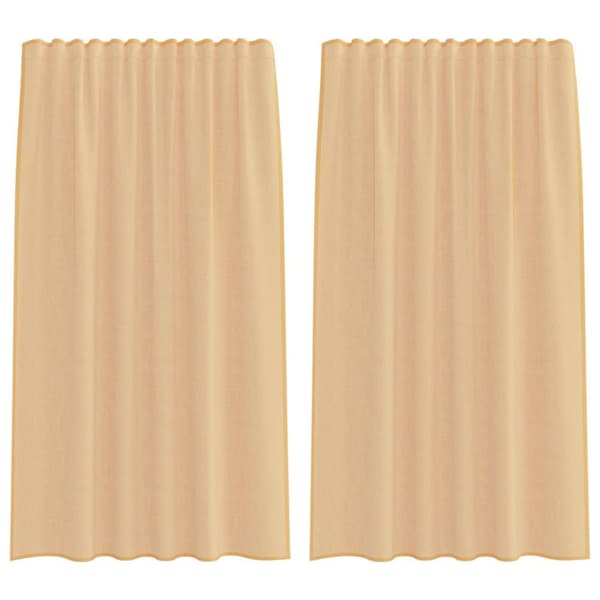 Voile gardiner med öglor 2 st sand 140x175 cm