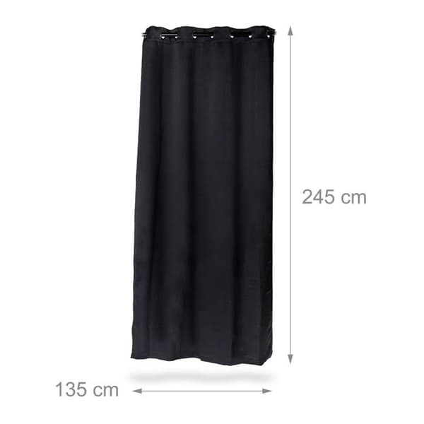 Relaxdays Mörkläggande gardiner med öljett, set om 2, enfärgad i polyester, HxlxD: 245 x 135 x 0,5 cm, svart
