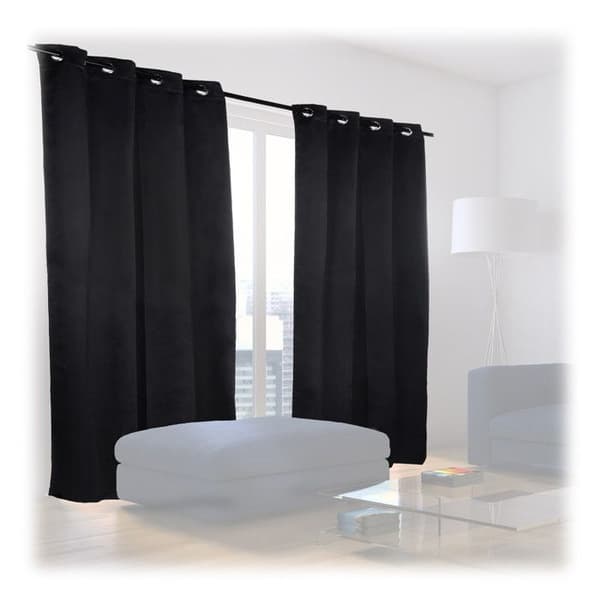 Relaxdays Mörkläggande gardiner med öljett, set om 2, enfärgad i polyester, HxlxD: 245 x 135 x 0,5 cm, svart