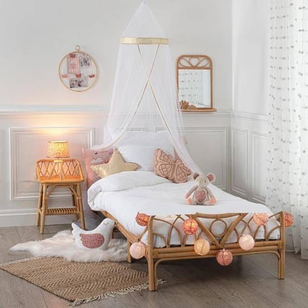 Barnsänghimmel - Atmosphera - Guldkant - Vit - Polyester - 230 cm höjd