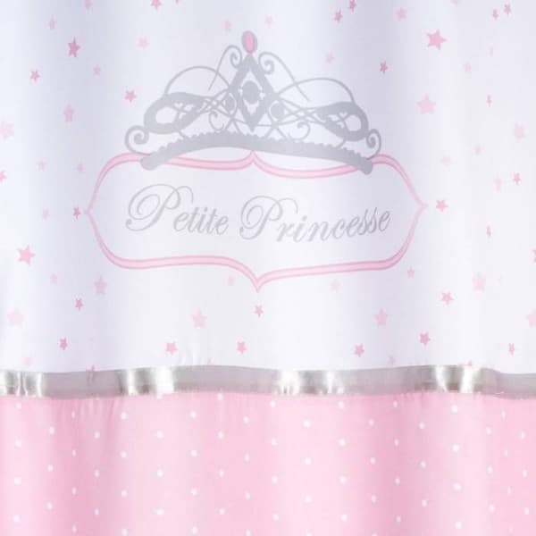 Rosa och vit prinsessatänggardin med broderad rosett