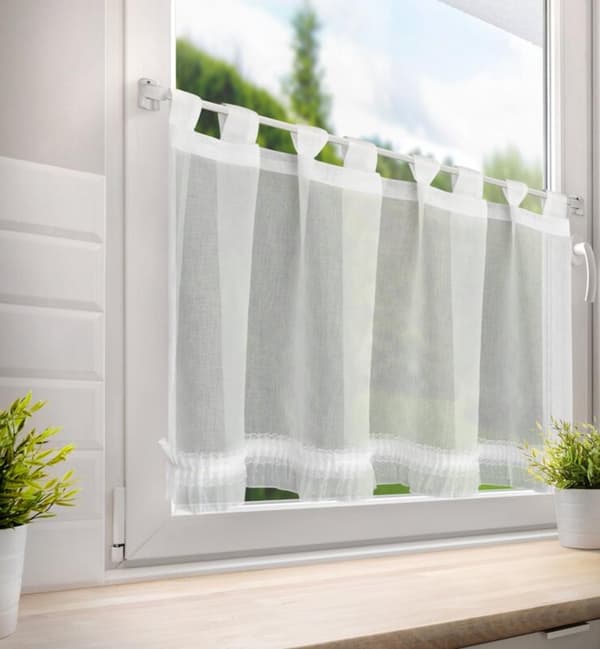 FERDIG LAVET GARDIN MARY MED STROP 60 X 150 CM HVID