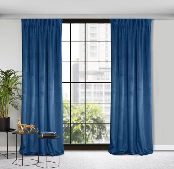 FÄRDIG GARDIN D91 DEW PÅ TEJP 140 X 270 CM MARINBLÅ