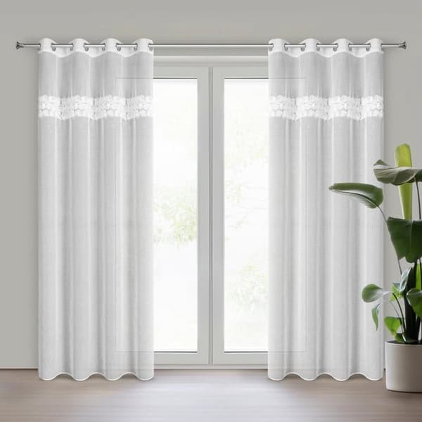 FÄRDIG Gjord gardin ROSALIE 140 X 250 CM VIT