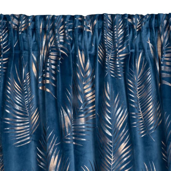 FÆRDIG LAVET GARDIN GLORIA PÅ TAPE 140 X 300 CM NAVYBLÅ