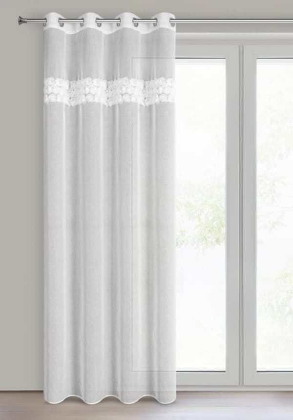 FÄRDIG Gjord gardin ROSALIE 140 X 250 CM VIT