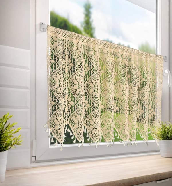 KLARGAVET MOLYGARDIN PÅ TAPE 150 X 60 CM LYS BEIGE