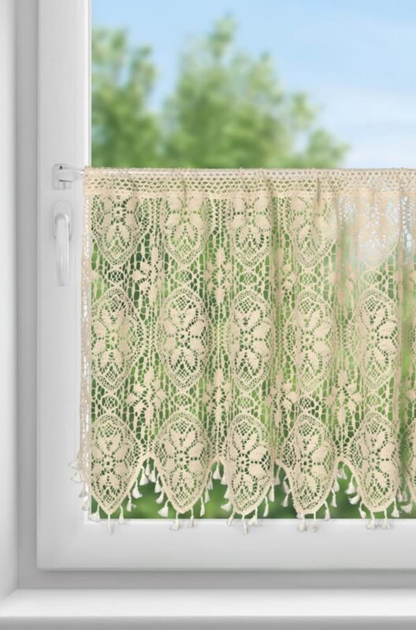 KLARGAVET MOLYGARDIN PÅ TAPE 150 X 60 CM LYS BEIGE