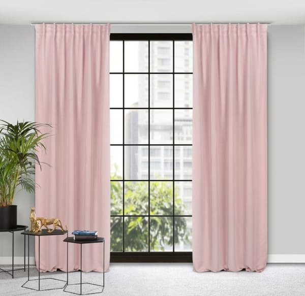 KLARGAVET MILAN GARDINER PÅ TAPE 140 X 300 CM PULVER PINK