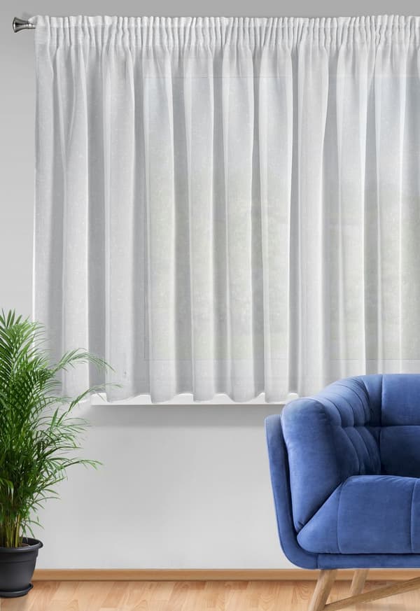 FÄRDIG GJORDAD GARDIN ANGELA PÅ TEJP 400 X 145 CM VIT