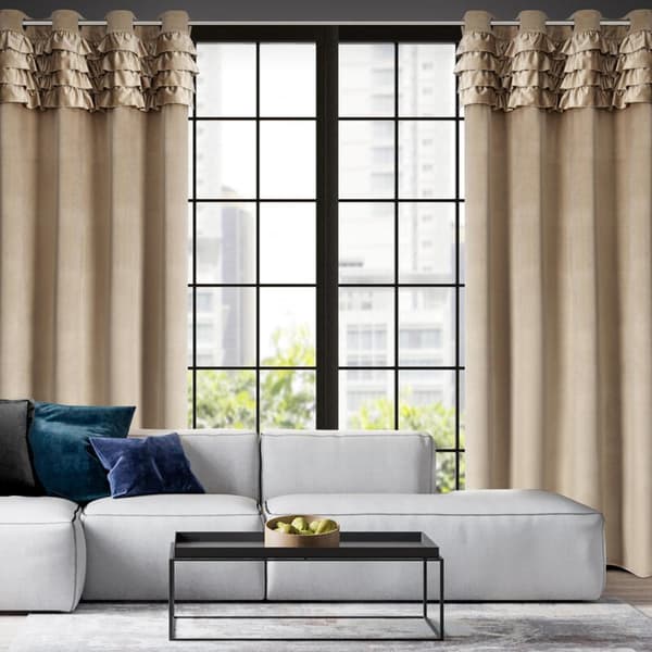 FÄRDIG Gjord gardin ERIN 140 X 250 CM MÖRK BEIGE