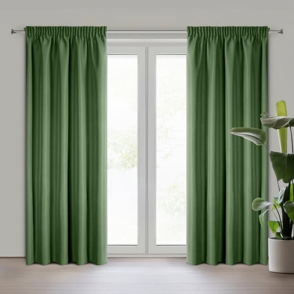 FÄRDIG GJORDAD GARDIN RITA PÅ TEJP 140 X 270 CM MÖRKGRÖN