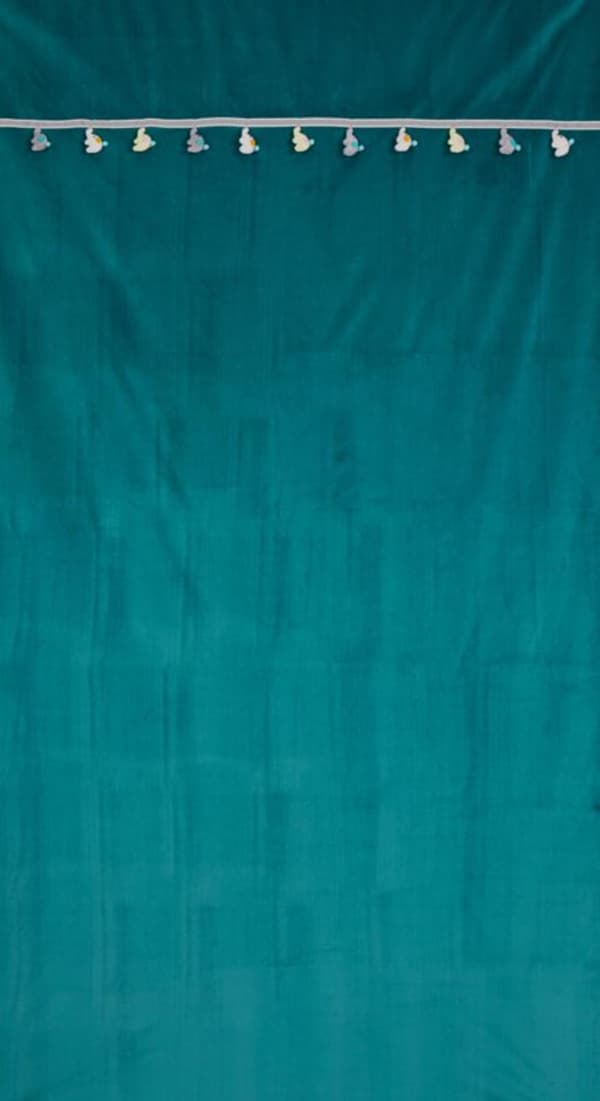 FÆRDIG LAVEDE GARDINER BØRN 1 140 X 250 CM MØRK TURKIS