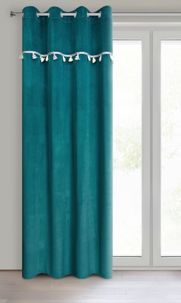 FÆRDIG LAVEDE GARDINER BØRN 1 140 X 250 CM MØRK TURKIS
