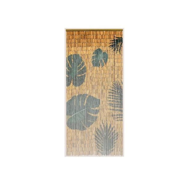 Tygdörr med målade bambuspinner, mönster av monstera- och palmblad - 90 x 200 cm - Morel 90x2x200cm Grön