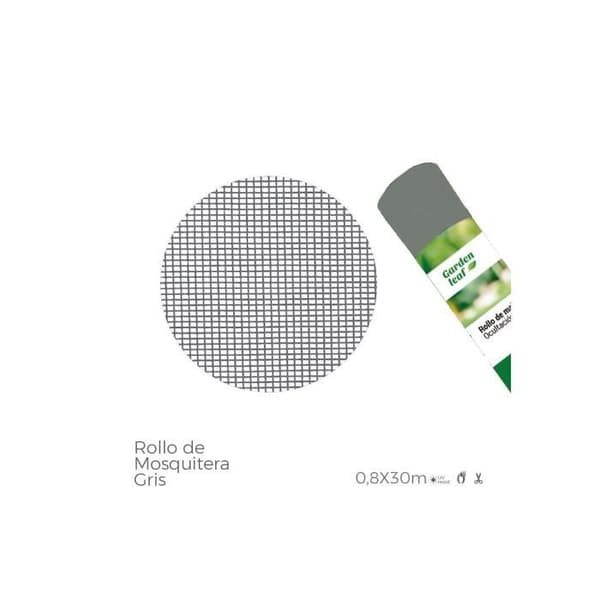 Grå myggnätstyg - GENERISK - 0,80x30 mts - PVC-belagd glasfiber - Beständig och lätt att installera