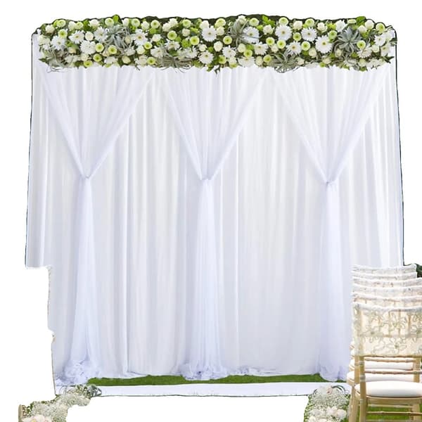 Baggrundsgardin, Elegant Hvid Silke, Forskellige Størrelser Tilgængelige,Hvid, 3x3 m