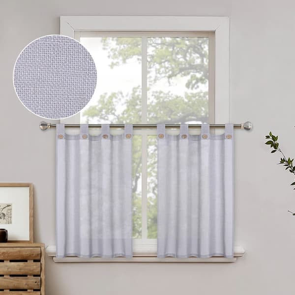 Keittiöverhot, valoa suodattavat, elegantti nappisuunnittelu,Harmaa, 27x36 tuumaa