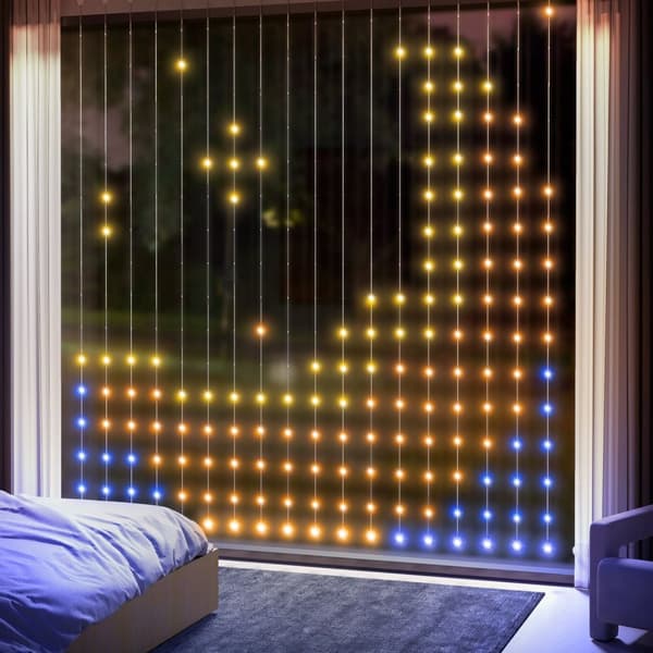 Rootz -verho 400 LED -valolla - merkkijonovalot - dynaaminen valaistus - musiikin synkronointi - Wi -Fi -ohjaus - 300 cm x 300 cm