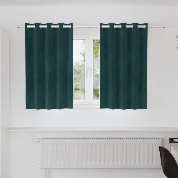 vidaXL Gardiner Mørkegrøn Polyester 140 x 140 cm Øjekant Gardiner