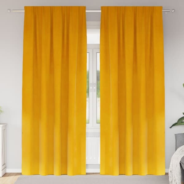 vidaXL Gardiner Senapsgul Polyester 140 x 260 cm Gardiner Rektangulär