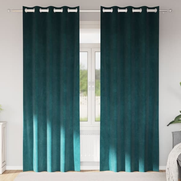 vidaXL Gardiner Mørke Grøn Polyester Medium Gardiner Rektangulær