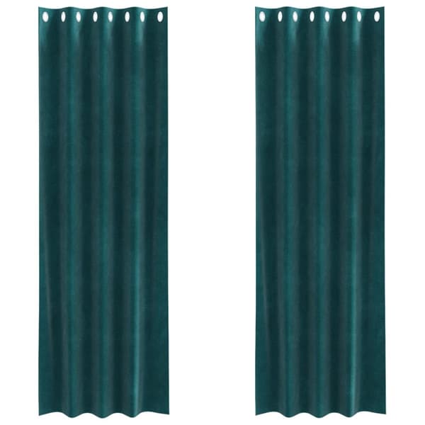 vidaXL Gardiner Mørke Grøn Polyester Medium Gardiner Rektangulær