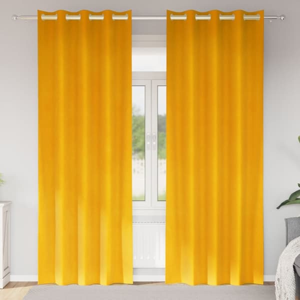 vidaXL Gardiner Sennepsgul Polyester 140 x 260 cm Dekorative Gardiner
