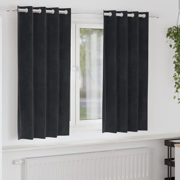 vidaXL Gardiner Sort Polyester 140 x 175 cm Dekorative Indlæg