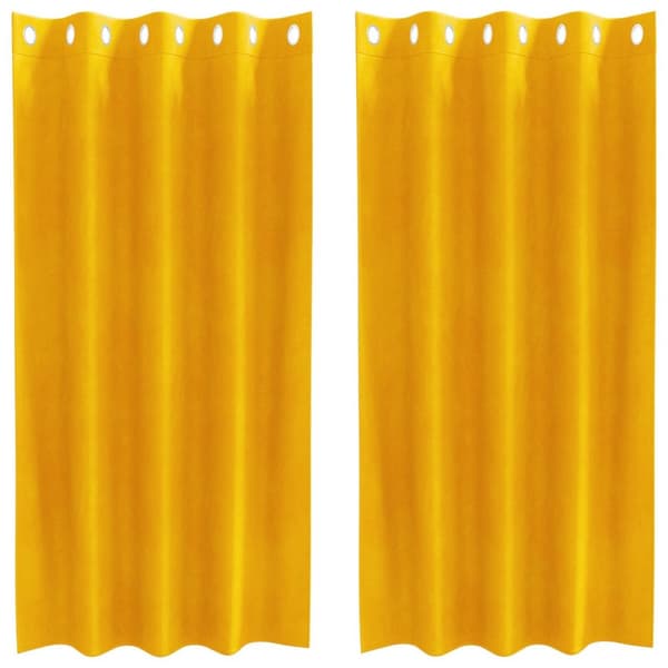 vidaXL Gardiner Sennepsgul Polyester Medium Gardiner Rektangulær