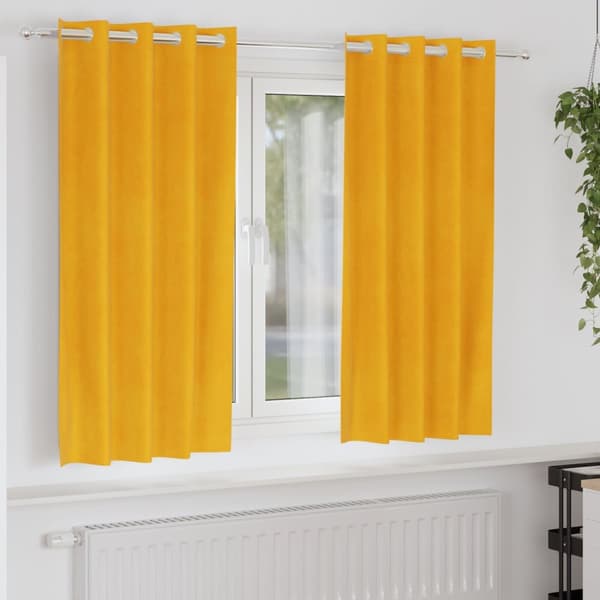 vidaXL Gardiner Sennepsgul Polyester Medium Gardiner Rektangulær