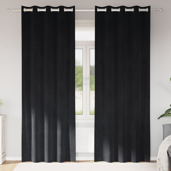 vidaXL Gardiner Sort Polyester 140 x 260 cm Sorte Gardiner Rektangulær