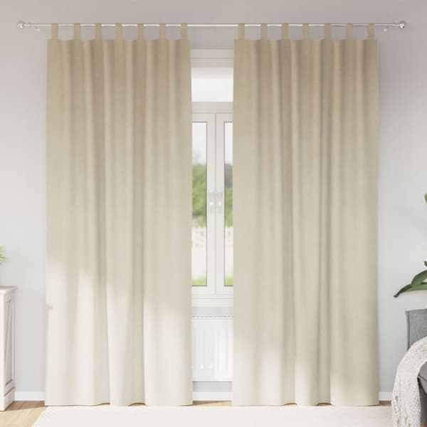 vidaXL Mørkleggingsgardiner med hengeløkker 2 stk Kremvelvet