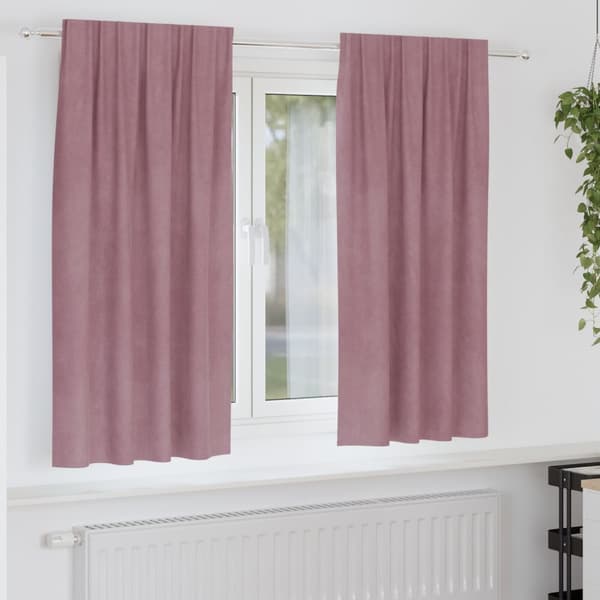 vidaXL Blackout Gardiner med Top Tape 2 stk Mørk Rosa Fløyel