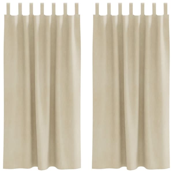 vidaXL Blackout Gardiner med Hengende Loops 2 stk Krem-velur