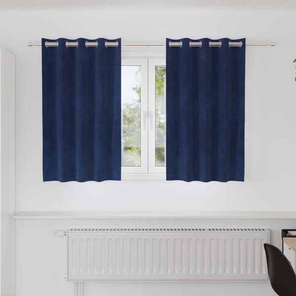 vidaXL Gardiner Mörkblå Polyester 140 x 140 cm dekorativa detaljer