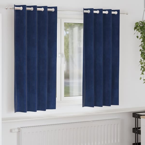 vidaXL Gardiner Mørkeblå Polyester 140 x 175 cm Dekorative Indlæg
