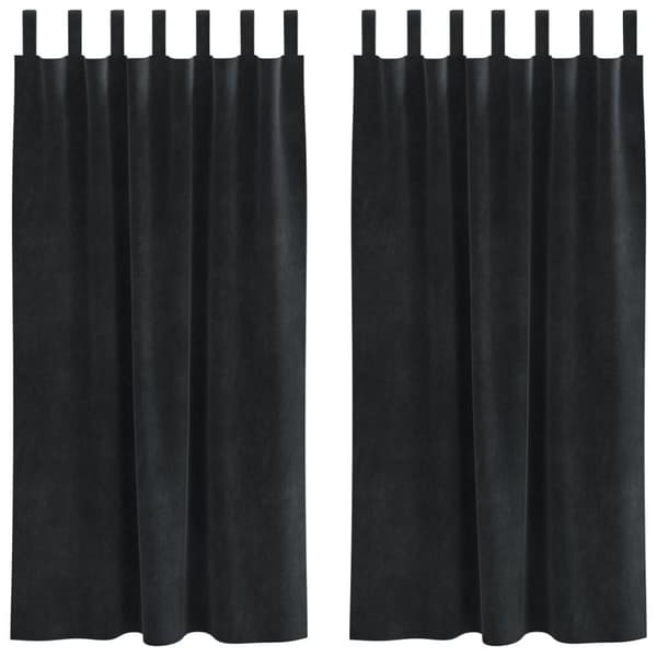 vidaXL Gardiner Sort Polyester 140 x 175 cm Dekorative indlæg
