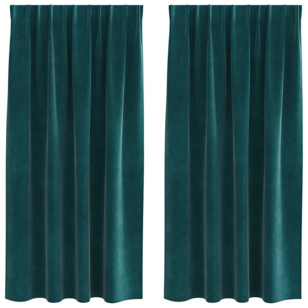 vidaXL Gardiner Mörkgrön Polyester 140 x 175 cm Dekorativa Draperier
