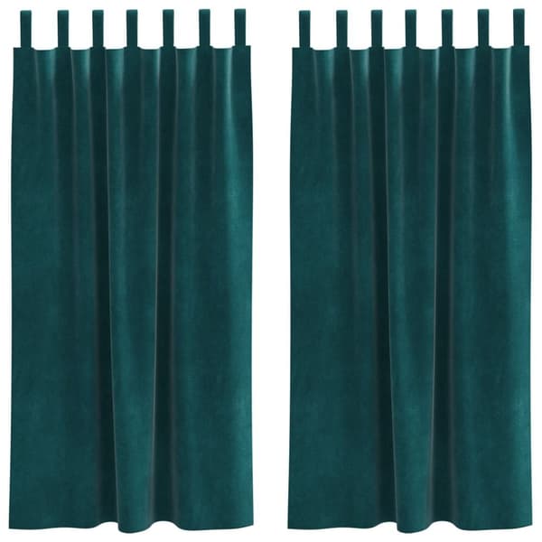 vidaXL Gardiner Mörkgrön Polyester 140 x 175 cm Dekorativa inslag