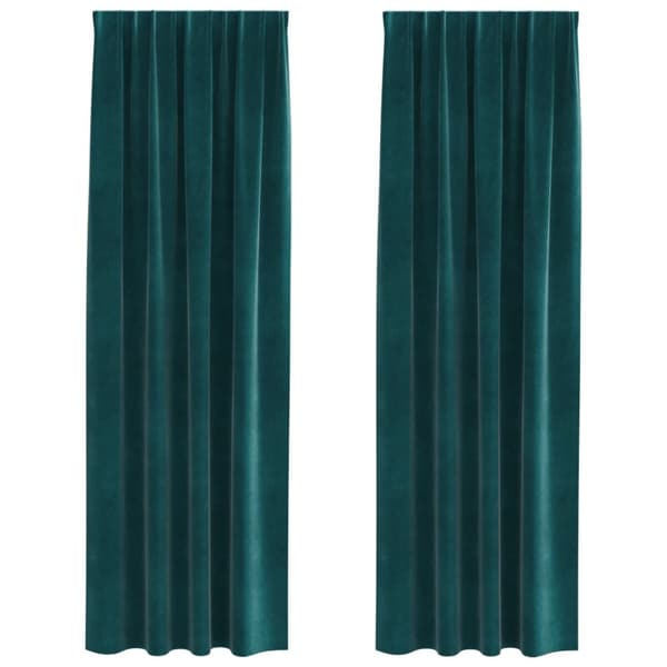 vidaXL Gardiner Mörkgrön Polyester 140 x 245 cm Dekorativa detaljer