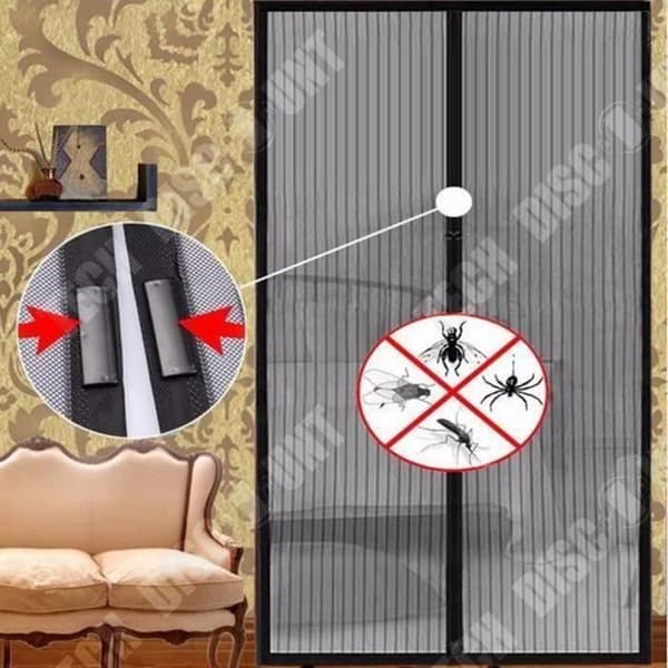 TD® svart magnetisk myggavvisande loop Mjuk dörrgardin Magnetisk nonwovenremsa Självstängande dörrgardin