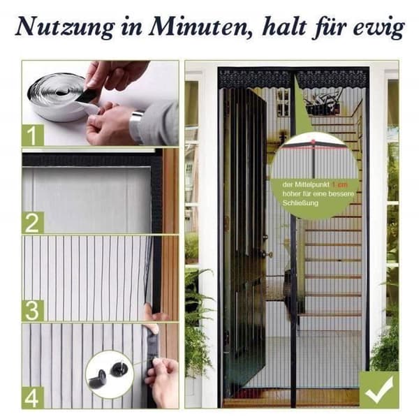 Myggnätsdörr - Rabbitgoo - 100x210cm - 26 magneter - Anti-Fly - Svart