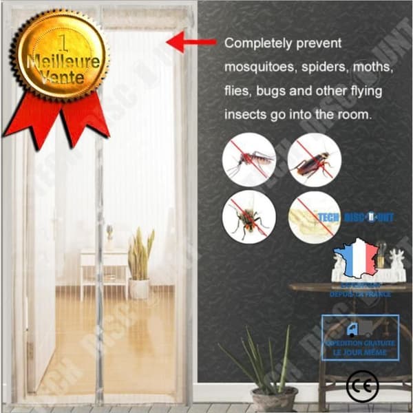 TD® Myggnät för magnetdörr i polyester 110 x 210 cm vit