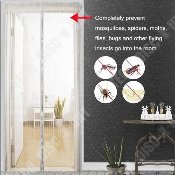 TD® Myggnät för magnetdörr i polyester 80 x 100 cm vitt skydd mot skadliga insekter