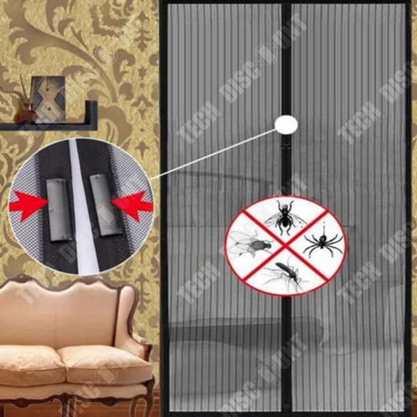 TD® svart magnetisk myggavvisande loop Mjuk dörrgardin Magnetisk nonwovenremsa Självstängande dörrgardin