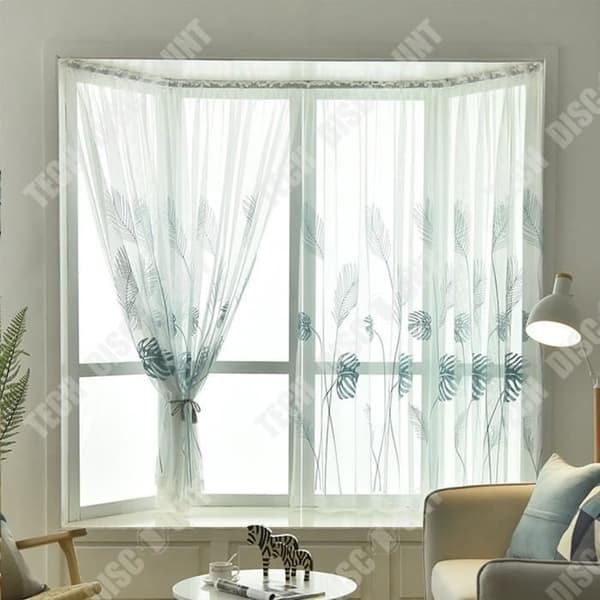 TD® 100*260cm blå gardiner fritt vitt garn genomskinlig perforerad broderad gasvävsgardin självhäftande myggavvisande gasvävsgardin