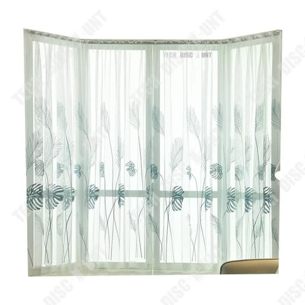 TD® 100*260cm blå gardiner fritt vitt garn genomskinlig perforerad broderad gasvävsgardin självhäftande myggavvisande gasvävsgardin