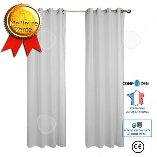 CONFO Skir gardin 140 x 240 cm med öljetter Naturlig effekt Vit linne x cm
